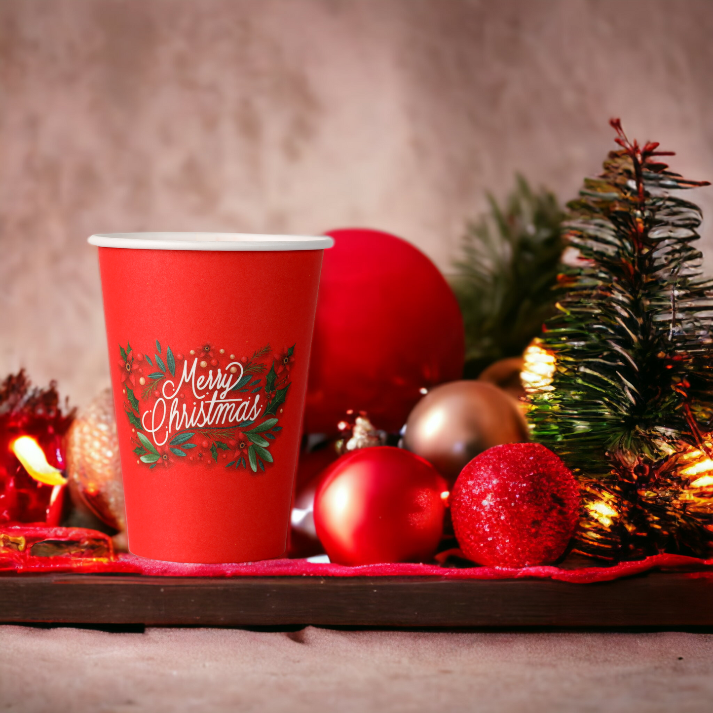 Bicchiere in Carta Fantasia Nataliazia stampa Merry Christmas
