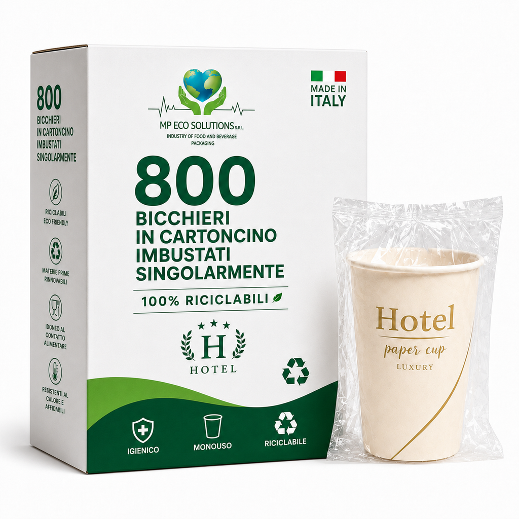 Bicchieri in Cartoncino Imbustati Singolarmente 200 ml – 800 Pezzi