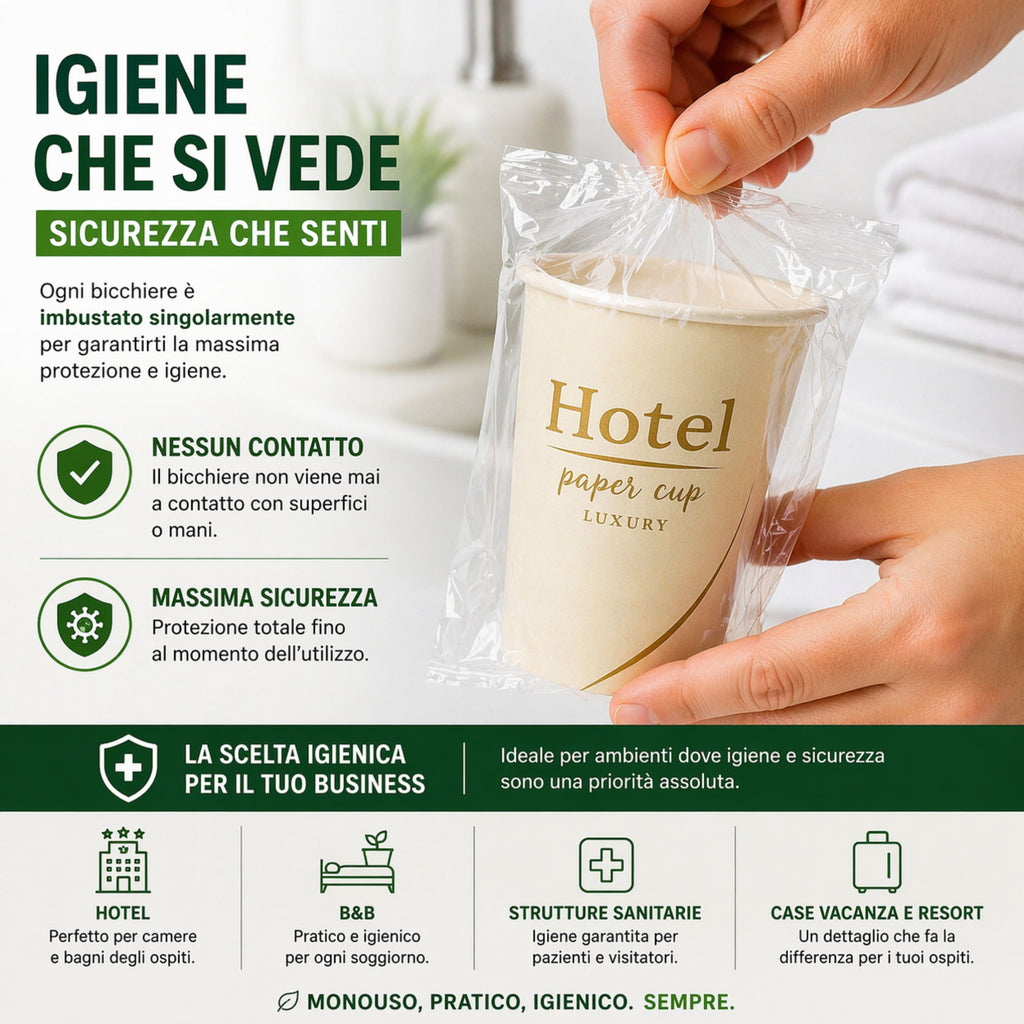 Bicchieri in Cartoncino Imbustati Singolarmente 200 ml – 800 Pezzi