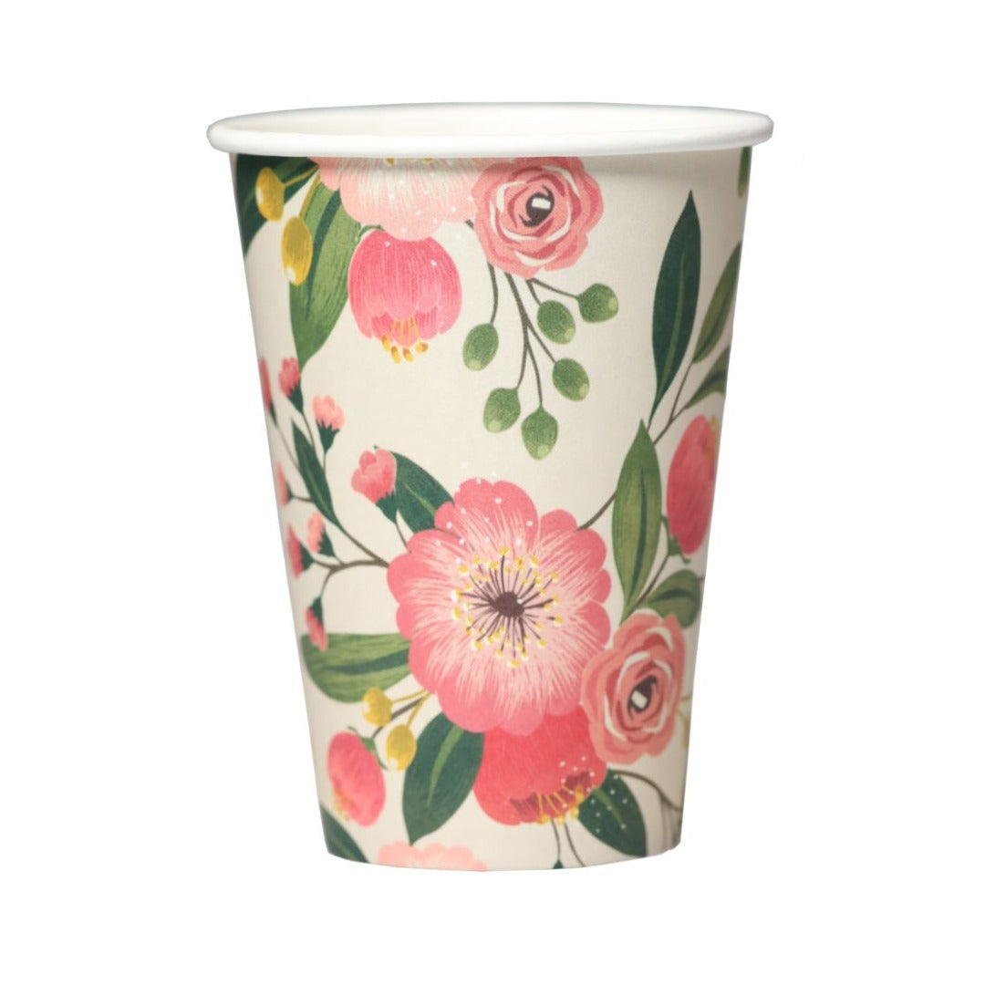 200ml Plastic-Free Paper Cups with Floral Prints