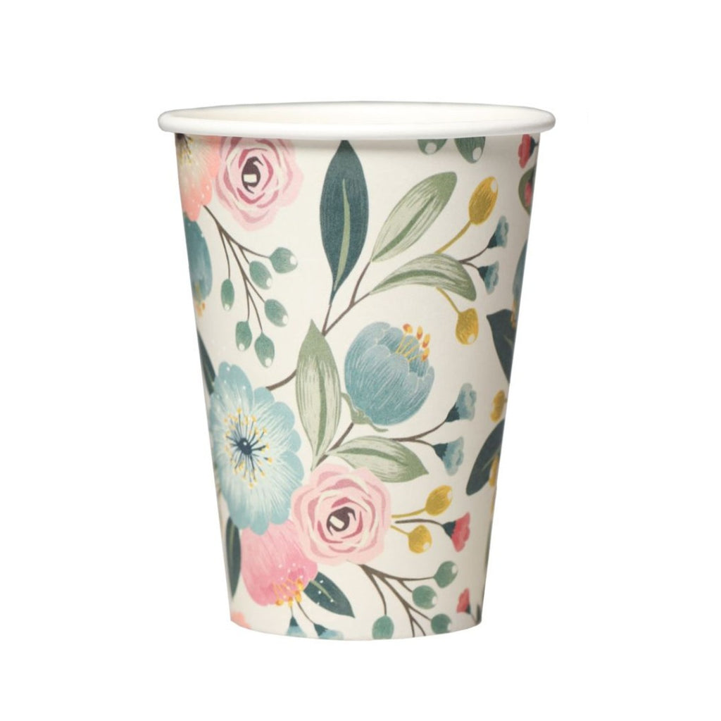 200ml Plastic-Free Paper Cups with Floral Prints