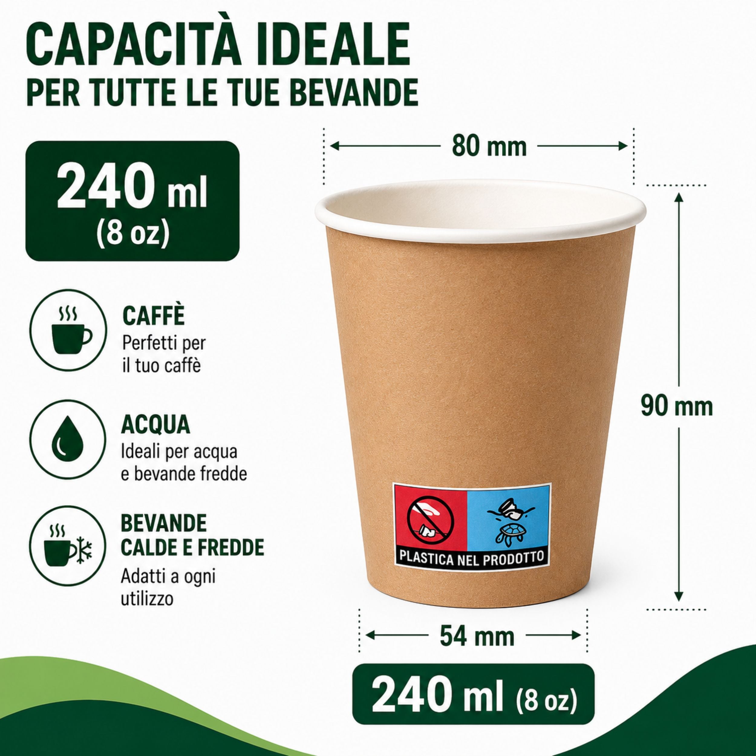 Bicchieri in Carta Havana 240 ml – 1000 Pezzi