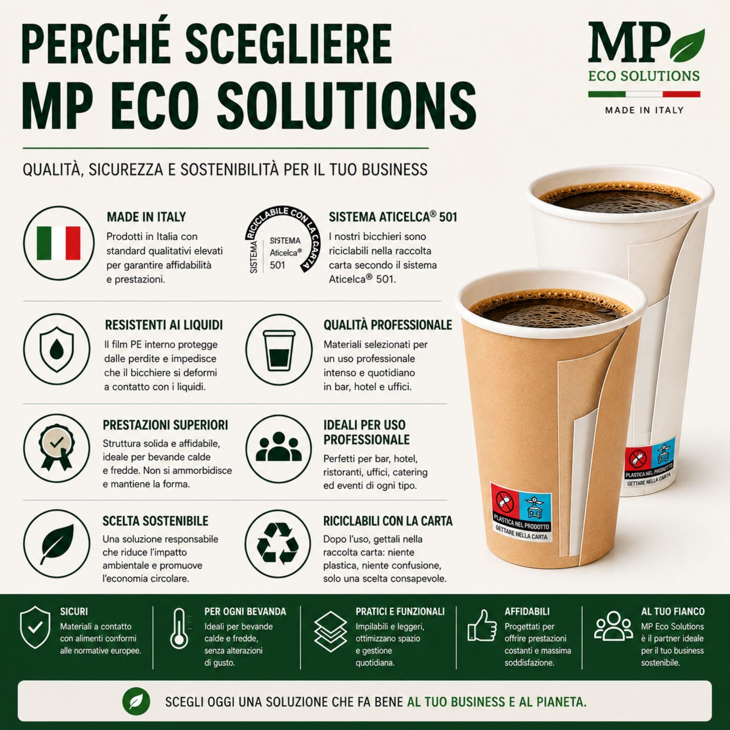 Bicchieri in Carta Bianchi 240 ml – 1000 Pezzi