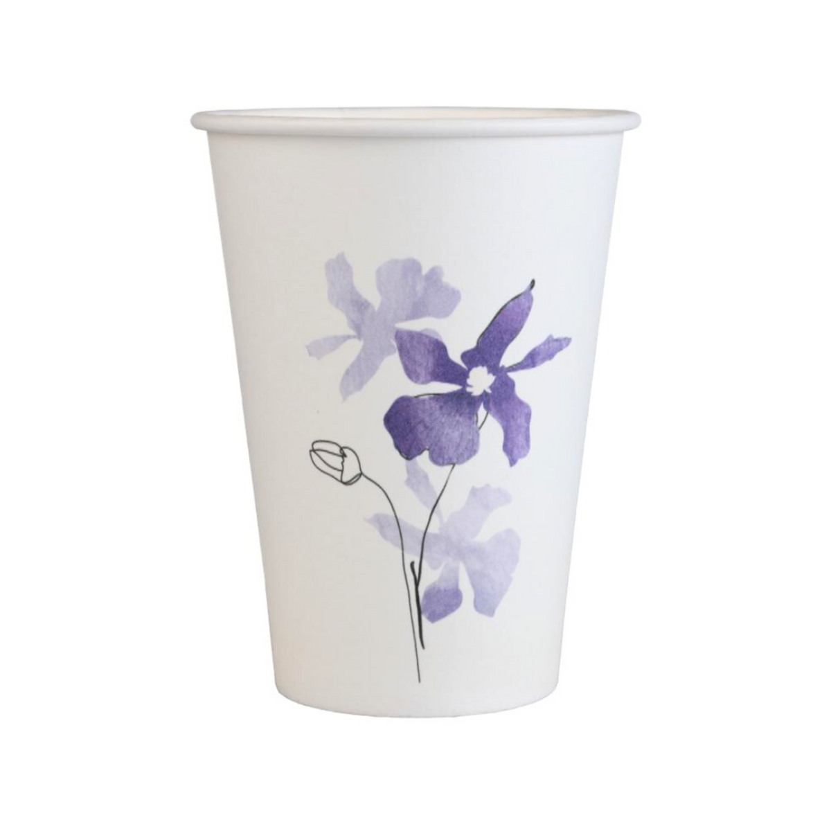 200ml Plastic-Free Paper Cups with Floral Prints