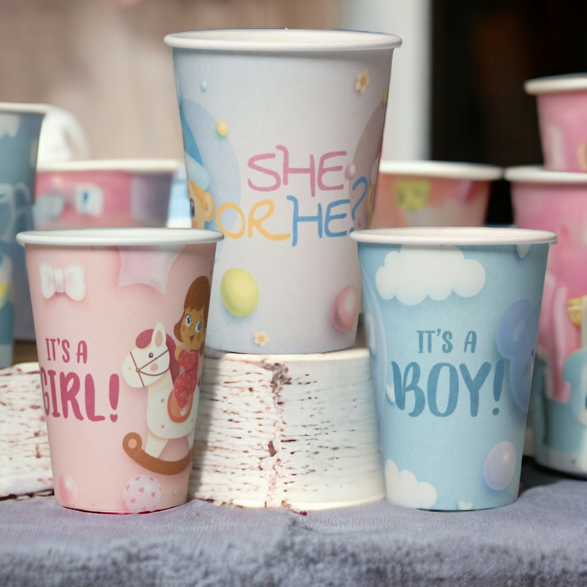 Mecup - bicchieri in carta baby shower nascita party 200ml