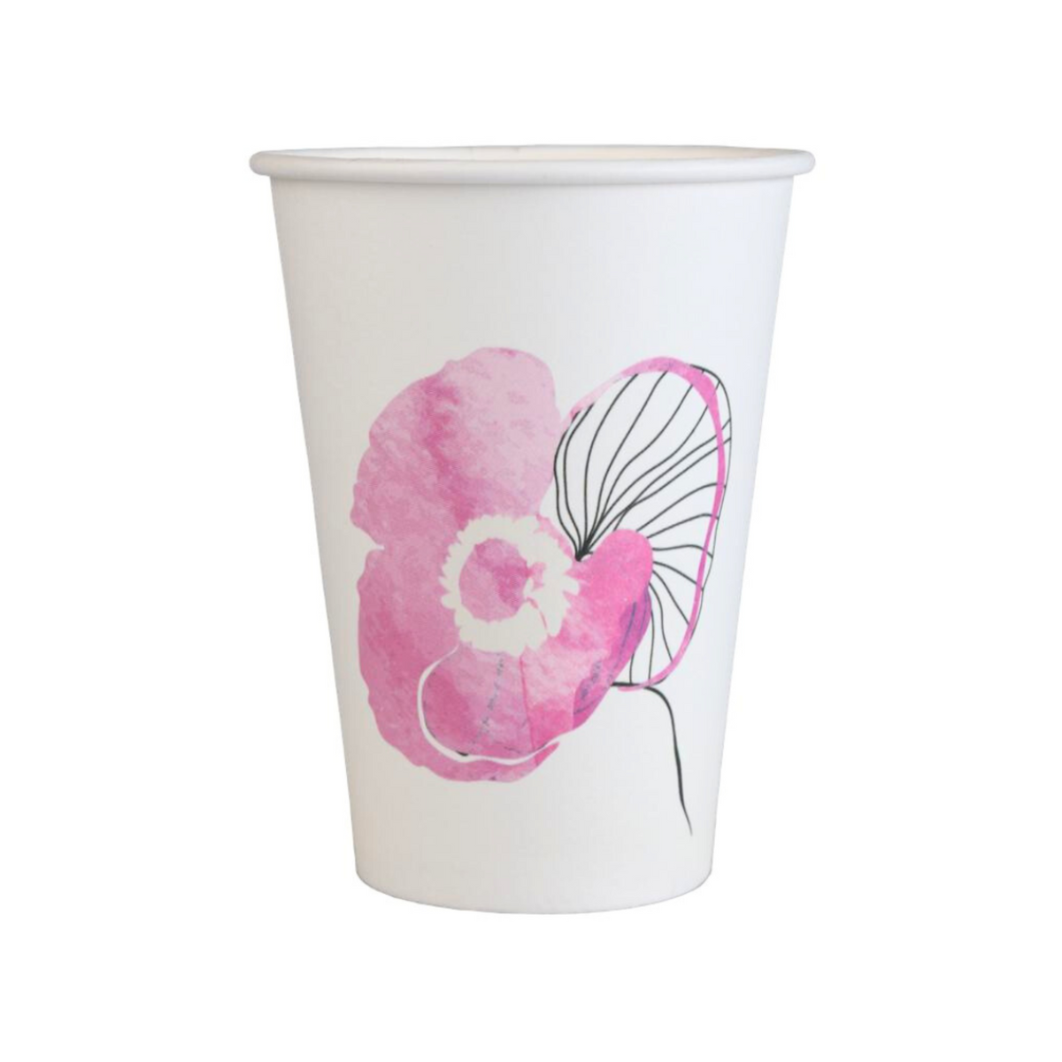 200ml Plastic-Free Paper Cups with Floral Prints
