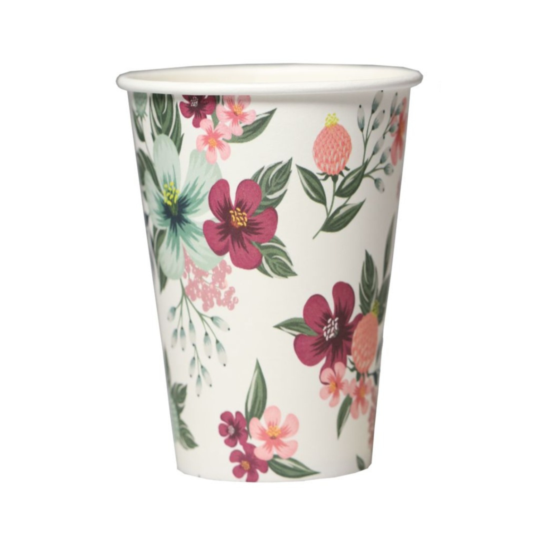 200ml Plastic-Free Paper Cups with Floral Prints