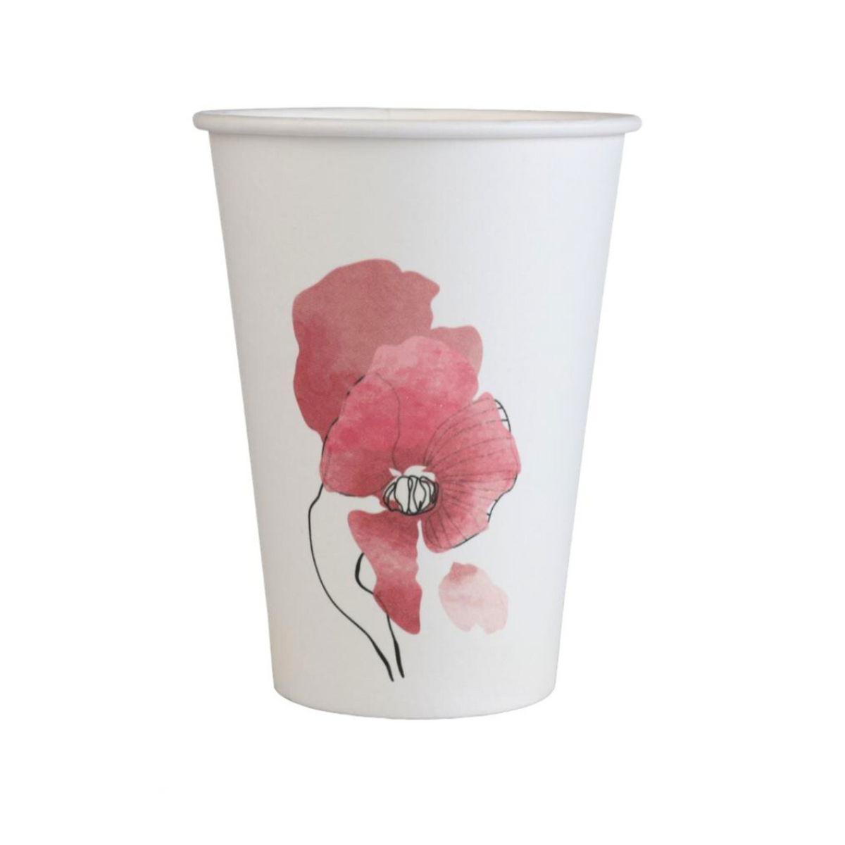 200ml Plastic-Free Paper Cups with Floral Prints