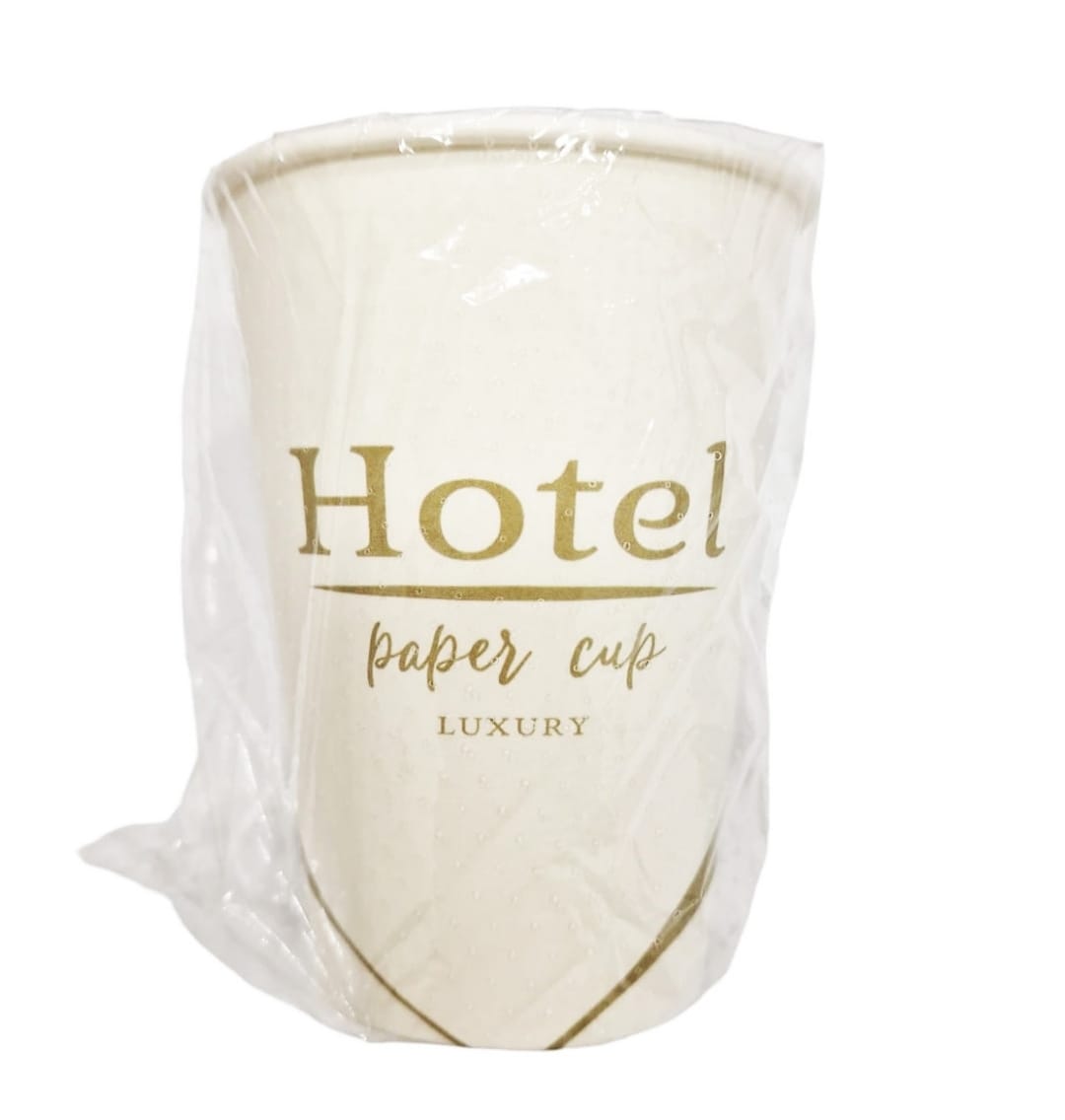 Bicchieri Monouso 200 ml In Carta PLastic free Imbustati Singolarmente Con Stampa Hotel